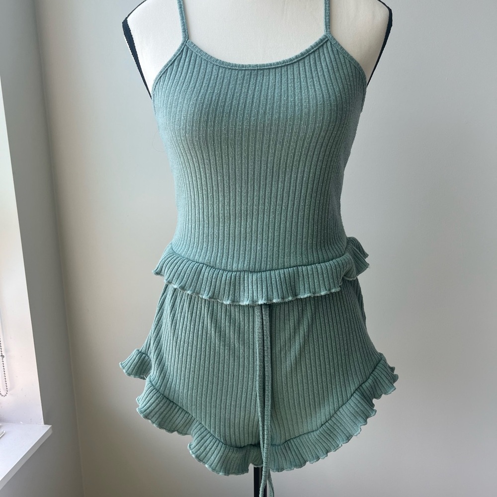 Green Ribbed Sleepwear Set - Picture 2 of 3